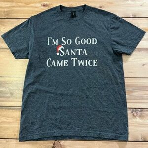 Gildan Softstyle Dark Gray/Blue Xmas Santa T-Shirt Unisex